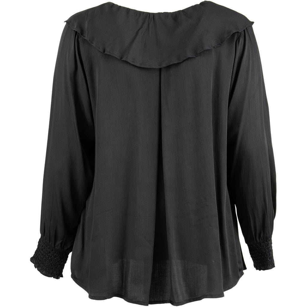 Gozzip Bluse Schwarz mit Volants große Größen – Nickis XXL Fashion – Ansicht 2