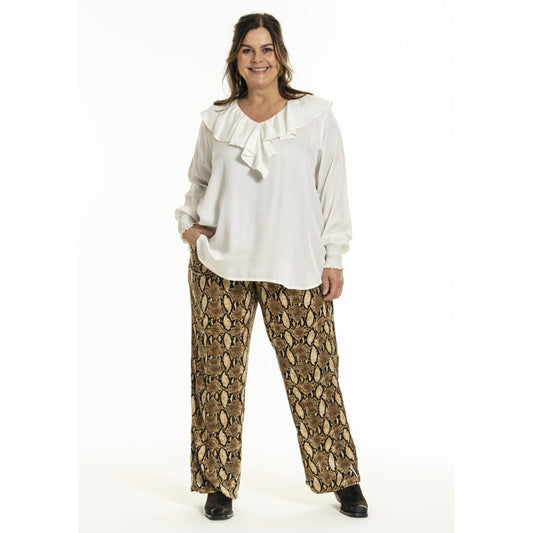 Gozzip Bluse Tunika mit Vollant ecru weiß 42 44 46 48 50 52 54 56