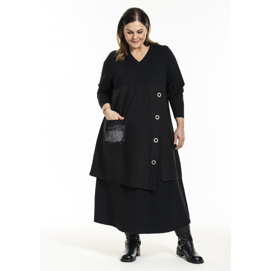 Gozzip Kleid Black Edition schwarz mit Lochösen 42 44 46 48 50 52 54 56