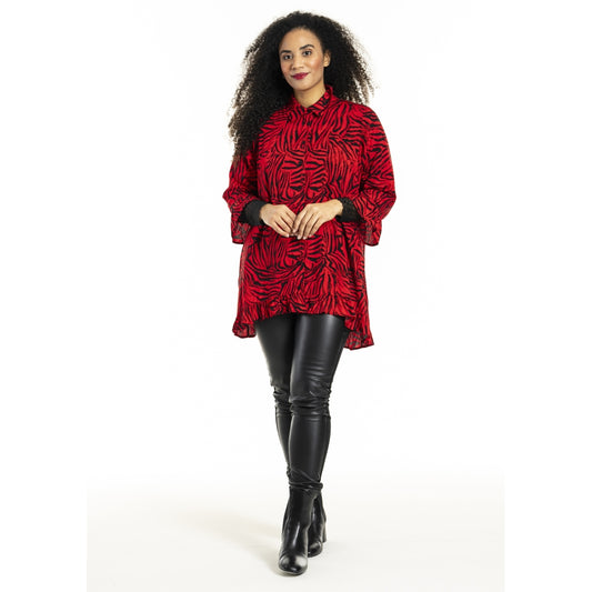 Studio Tunika Bluse Animal zebra schwarz rot 42 44 46 48 50 52 54 56