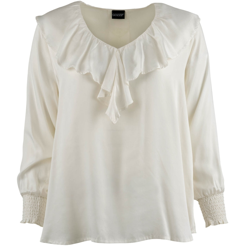 Gozzip Bluse Tunika Vollant Ecru Weiß große Größen – Nickis XXL Fashion – Ansicht 4