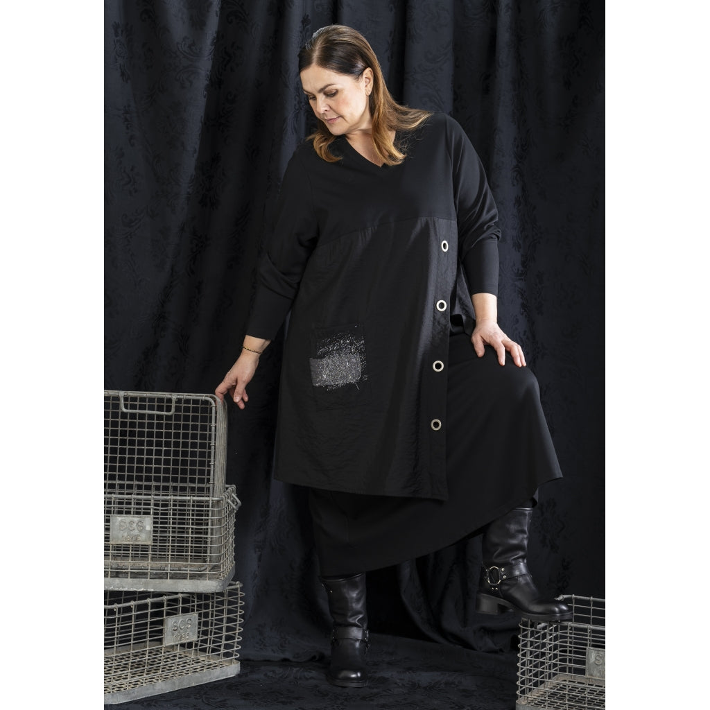 Gozzip Kleid Black Edition schwarz mit Lochösen 42 44 46 48 50 52 54 56