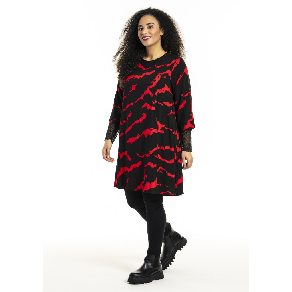 Studio Tunika Bluse schwarz rot Gr 42-56