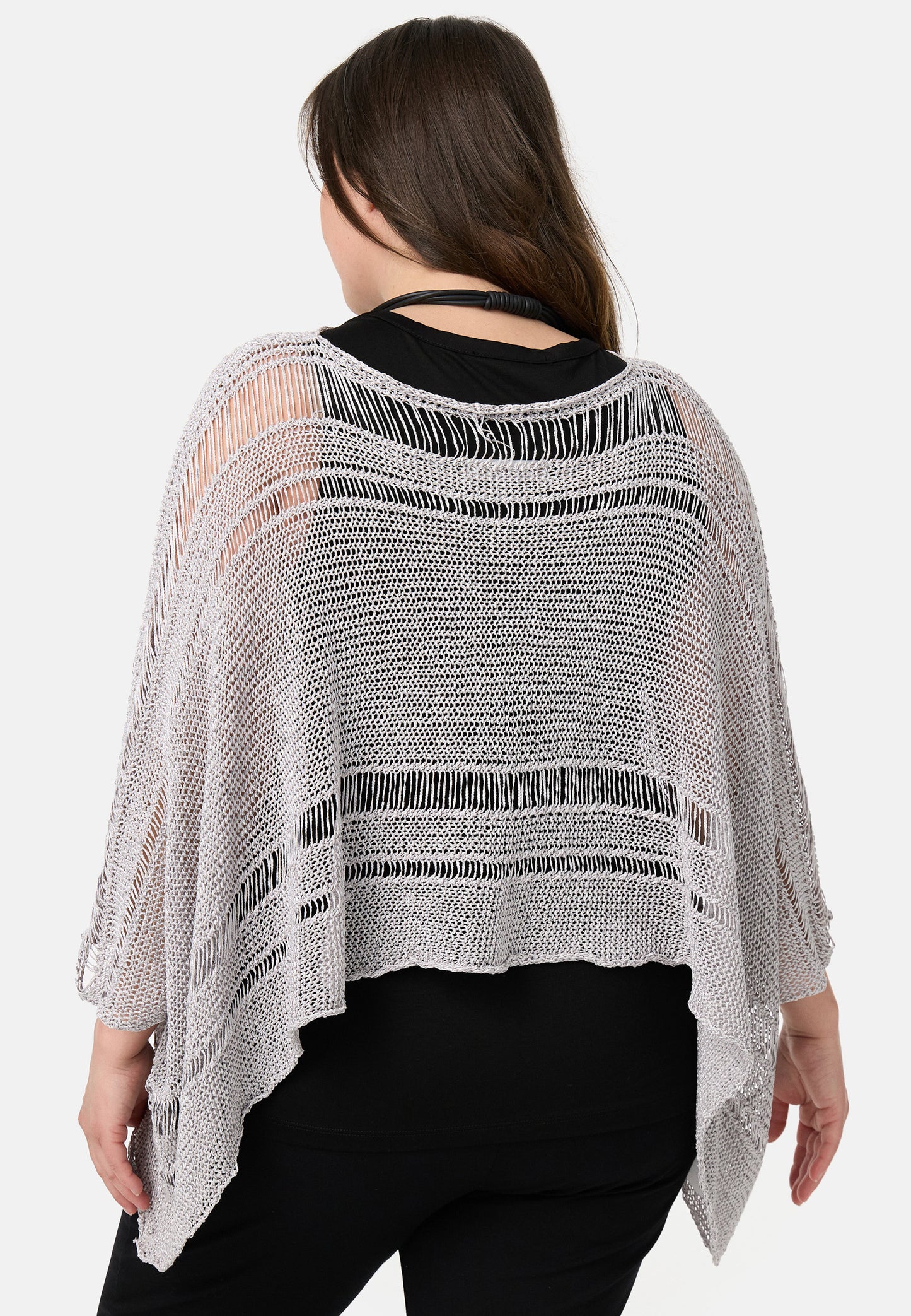 Amandine Stricküberwurf Pullover A2605 Grau Salz&Pfeffer Kastenform 42 44 46 48 50 52 54 56 58 60