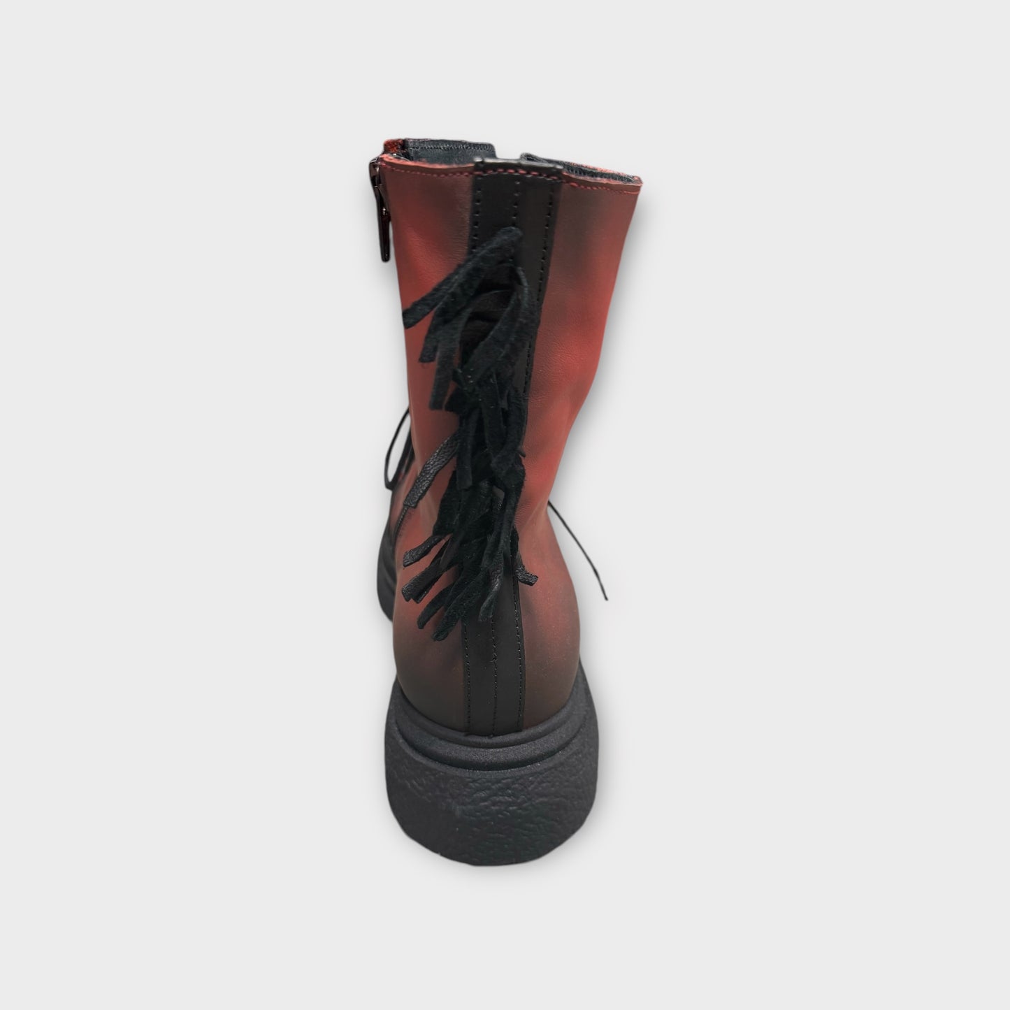 Papucei Schuhe rot schwarz Boots Stiefelette mit Fransen 38 39 40 41 42