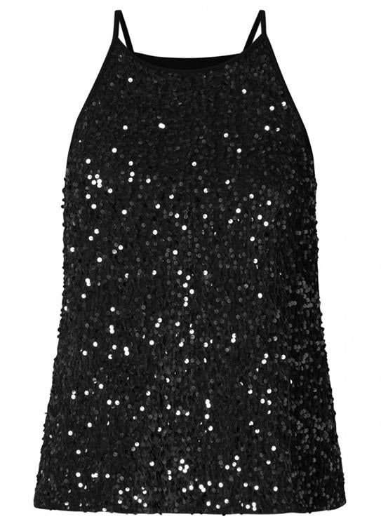 Yesta Spaghetti-Träger-Top silber schwarz 44 46 48 50 52 54 56