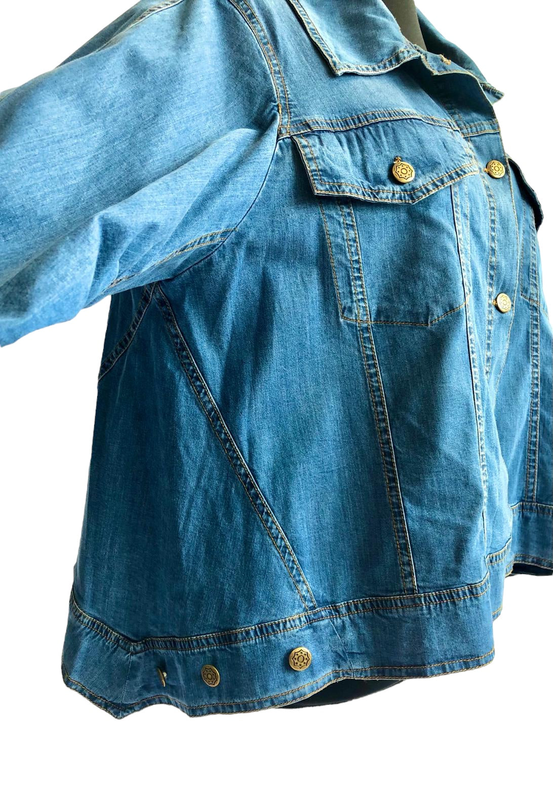 DYB Jeansjacke A-Form Tencel Blau Lagen Look 44 46 48 50 52 54 56 58