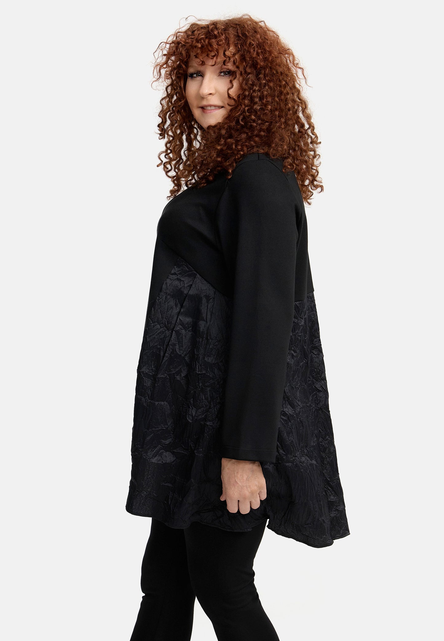 DYB ShirtShirt Tunika schwarz A-Form gecrashte Einsätze 40 - 56