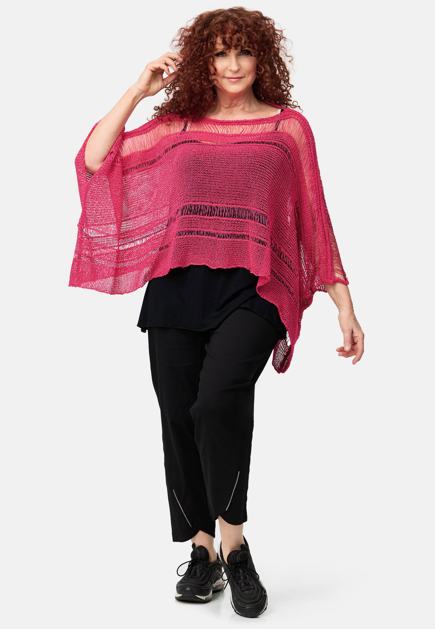 Amandine Stricküberwurf Pullover A2605 Pink Kastenform 42 44 46 48 50 52 54 56 58 60