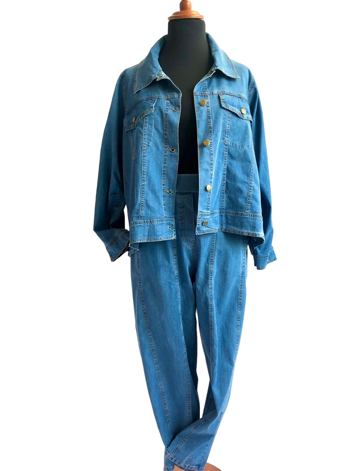 DYB Jeansjacke A-Form Tencel Blau Lagen Look 44 46 48 50 52 54 56 58