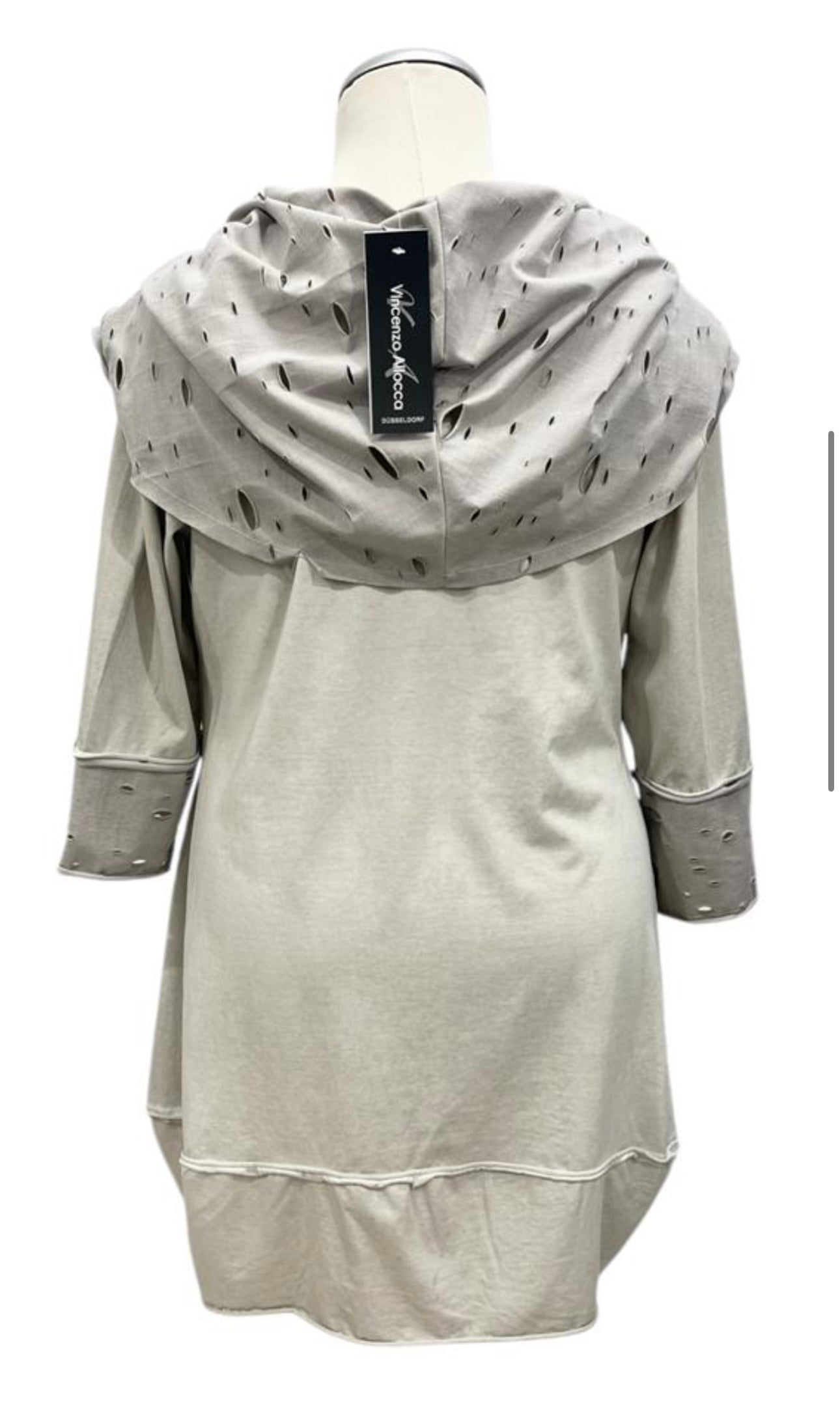 Vincenzo Allocca Tunika sand A-Form mit cut out weiter Kragen 40 42 44 46 48 50 52 54 56 58 60 62