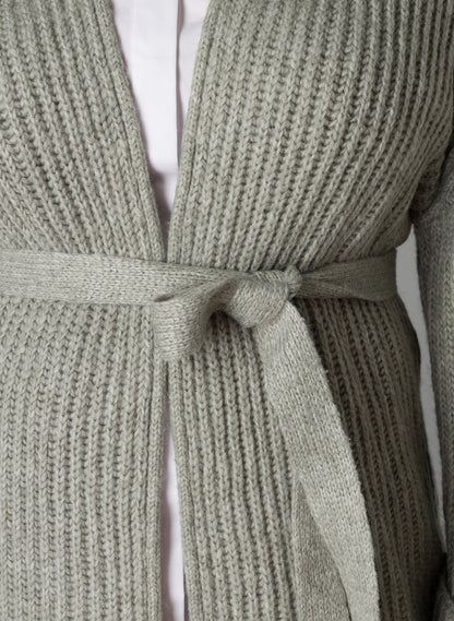 Yesta Strickjacke petrol oder lindgrün mit Bindegürtel 44 46 48 50 52 54 56 58