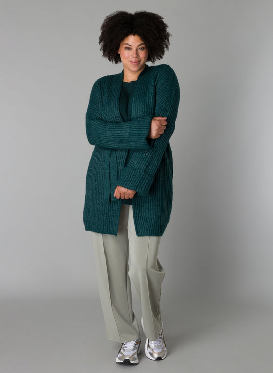 Yesta Strickjacke petrol oder lindgrün mit Bindegürtel 44 46 48 50 52 54 56 58