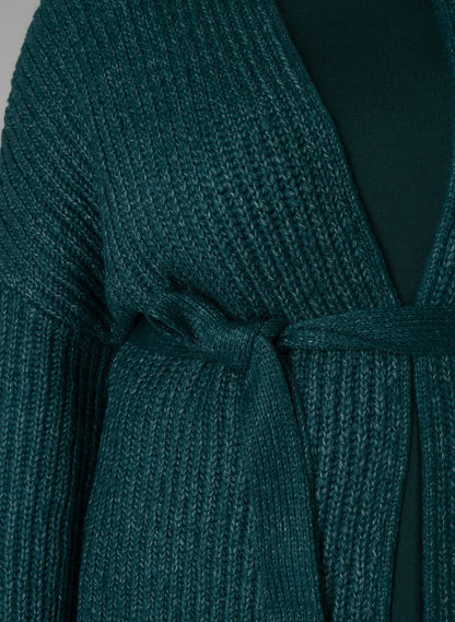 Yesta Strickjacke petrol oder lindgrün mit Bindegürtel 44 46 48 50 52 54 56 58