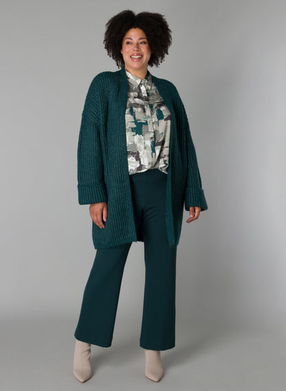 Yesta Strickjacke petrol oder lindgrün mit Bindegürtel 44 46 48 50 52 54 56 58