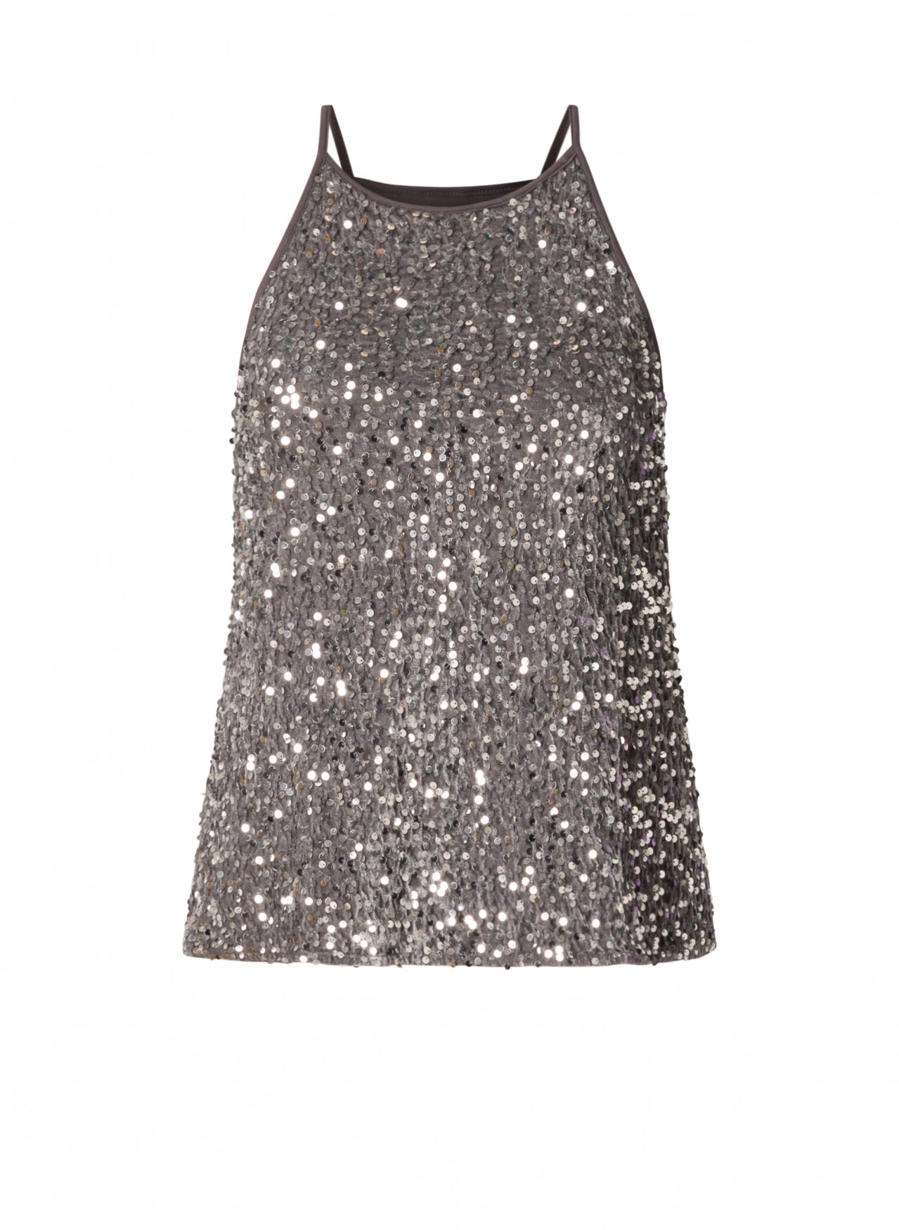 Yesta Spaghetti-Träger-Top silber schwarz 44 46 48 50 52 54 56