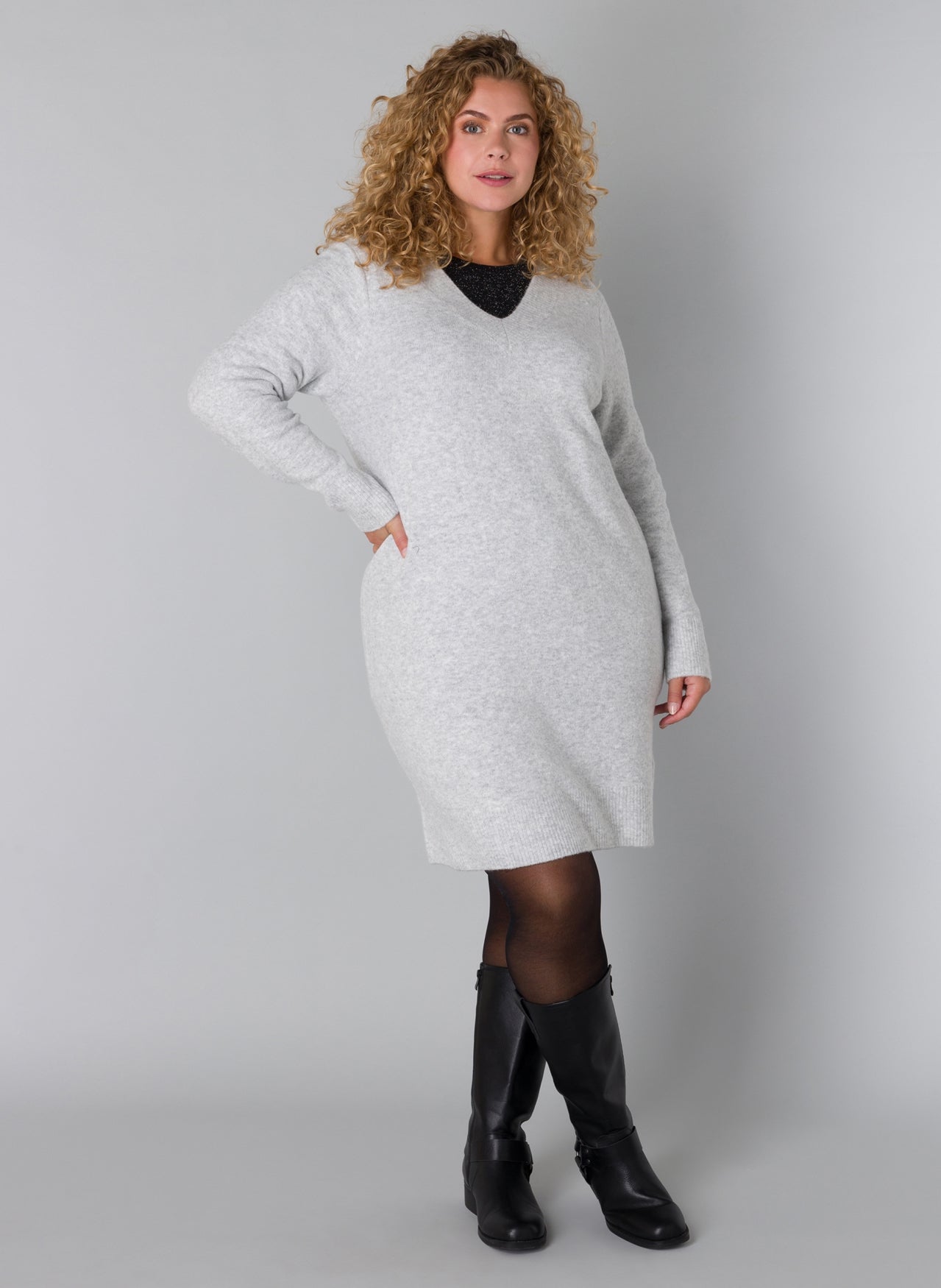 Yesta Strickpullover hellgrau V-Ausschnitt 44 46 48 50 52 54 56 58