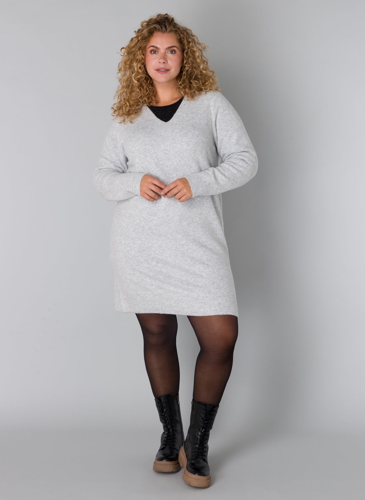 Yesta Strickpullover hellgrau V-Ausschnitt 44 46 48 50 52 54 56 58