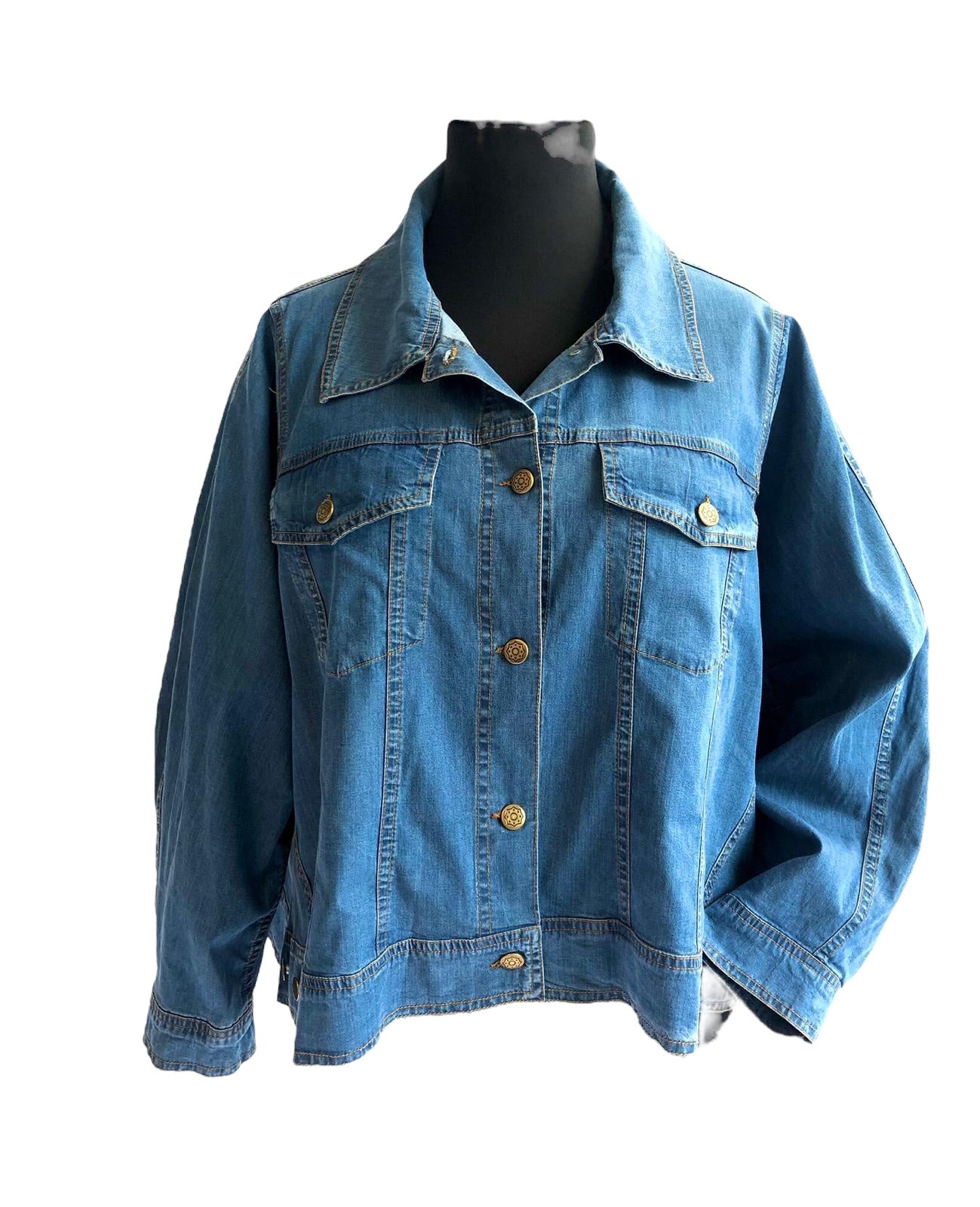 DYB Jeansjacke A-Form Tencel Blau Lagen Look 44 46 48 50 52 54 56 58