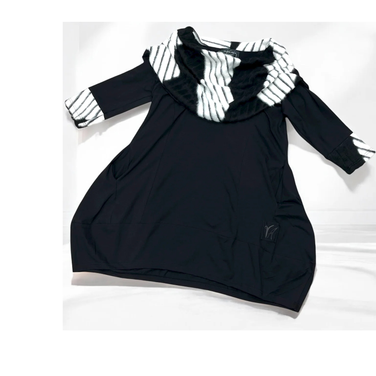 Vincenzo Allocca Kleid mit Wollkragen schwarz mit weiß 44 46 48 50 52 54 56 58 60 62