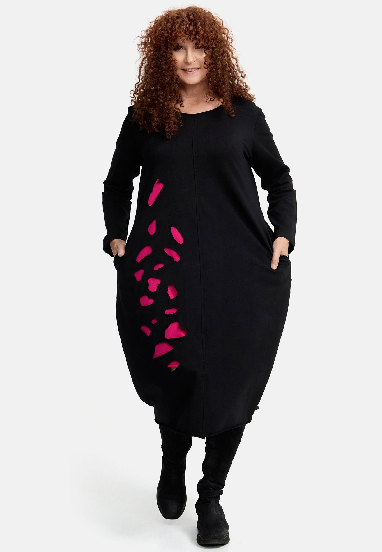 DYB Kleid Laser Cut Schwarz Pink 40 42 44 46 48 50 52 54 56