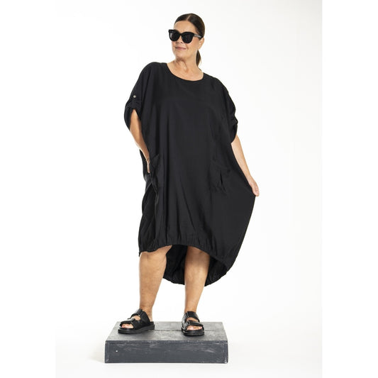 Gozzip Kleid Sommer schwarz weit Oversize Schnitt 42 44 46 48 50 52 54 56
