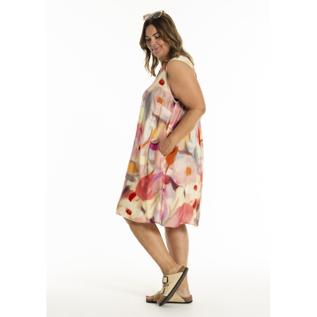 Gozzip long Top Kleid bunt V-Ausschnitt 42 44 46 48 50 52 54 56