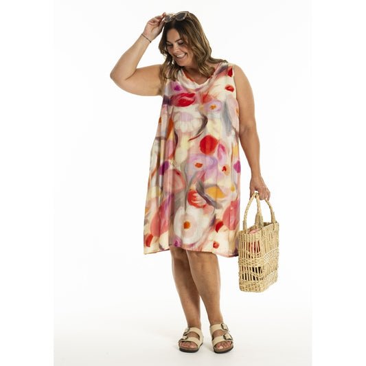 Gozzip long Top Kleid bunt V-Ausschnitt 42 44 46 48 50 52 54 56