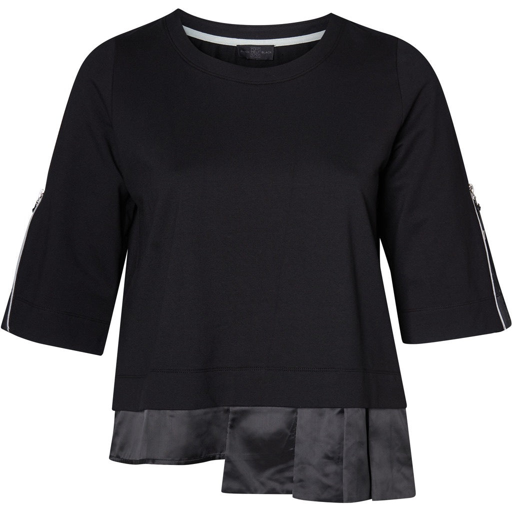 Pont Neuf Tunika mit Microtafteinsätze Schwarz 3/4 Arm Gr 42 - 56