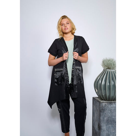 Pont Neuf exquisite Weste Schwarz mit Microtafteinsätze 42 44 46 48 50 52 54 56