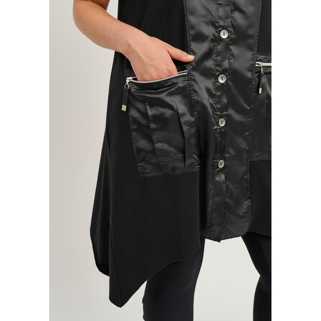 Pont Neuf exquisite Weste Schwarz mit Microtafteinsätze 42 44 46 48 50 52 54 56