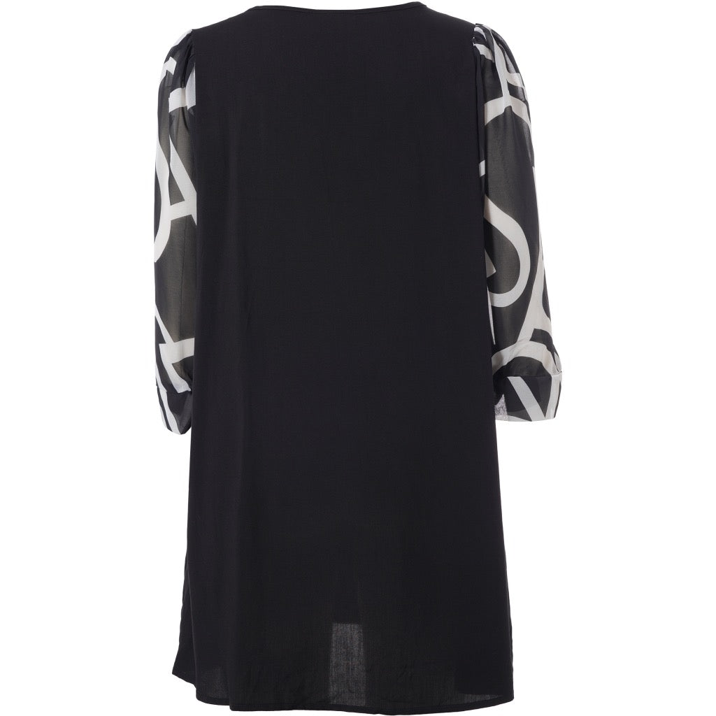 Studio Tunika Shirt schwarz mit Chiffonärmel 42 44 46 48 50 52 54 56