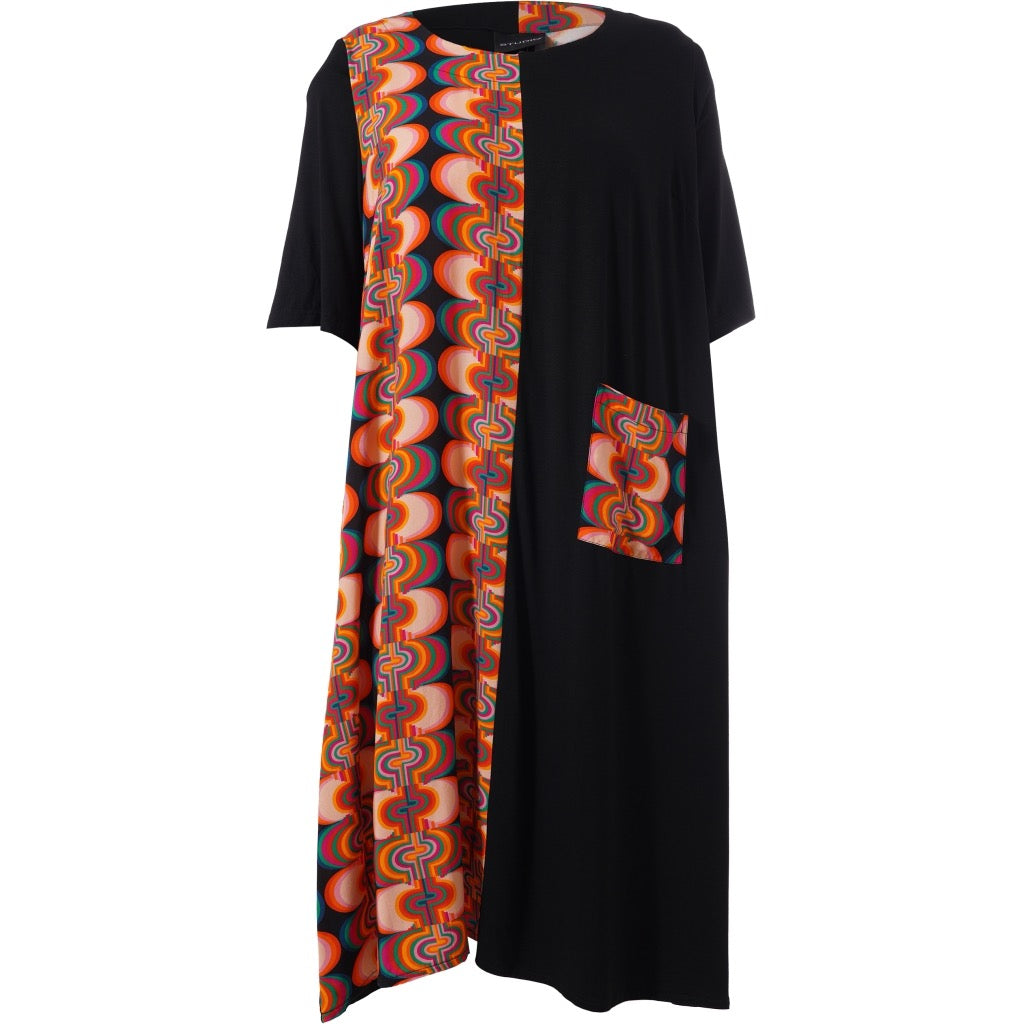 Studio Kleid schwarz mit bunten Einsätzen Gr 42-56