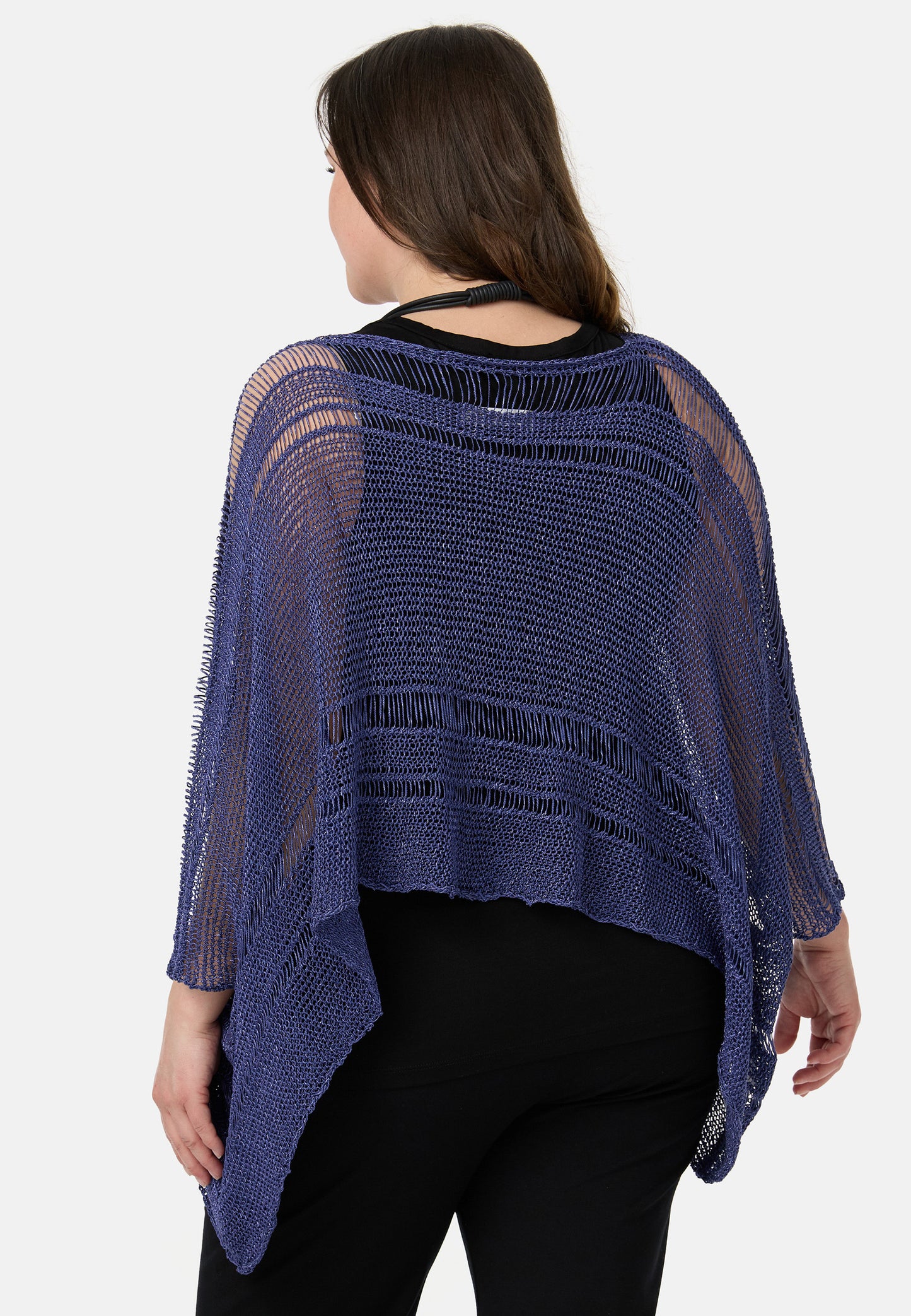 Amandine Stricküberwurf Pullover A2605 Blau Kastenform 42 44 46 48 50 52 54 56 58 60