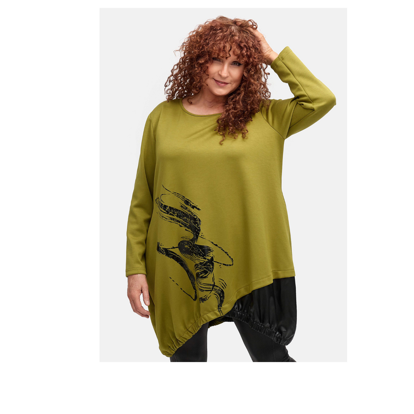 DYB Tunika Sunny Olive – ausgefallenes Design trifft Komfort 42 44 46 48 50 52 54 56