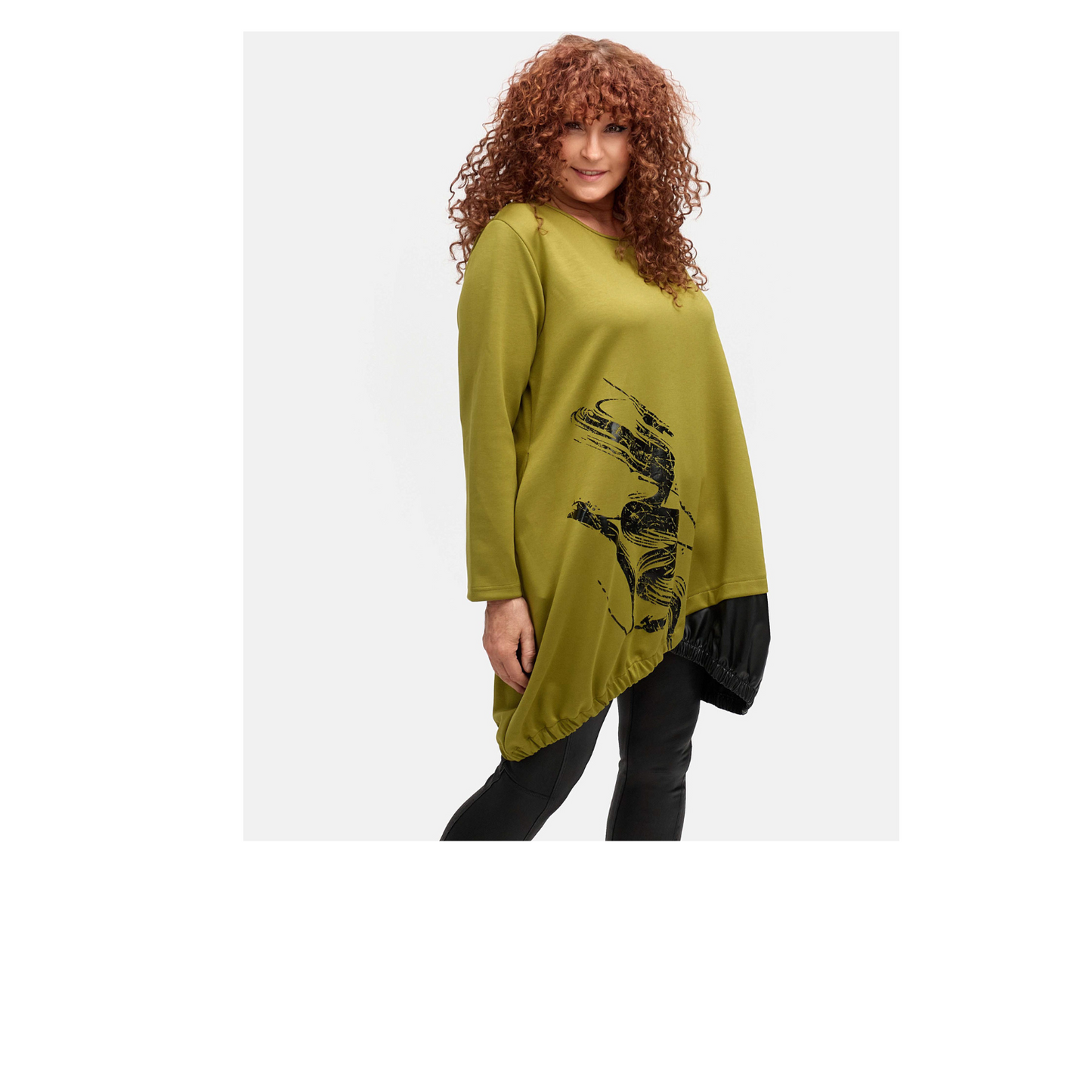 DYB Tunika Sunny Olive – ausgefallenes Design trifft Komfort 42 44 46 48 50 52 54 56