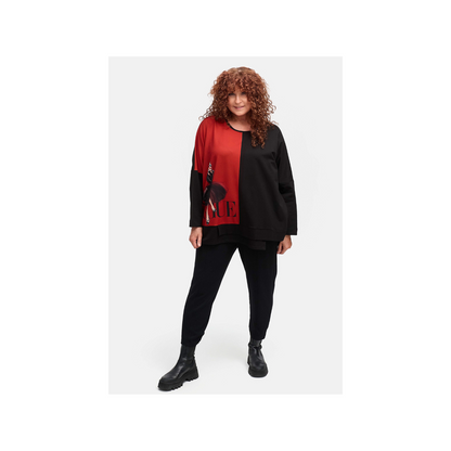 FRENZI Longshirt "VOGUE GIRL" in Red/Black – extravagant & oversized 44 46 48 50 52 54 56