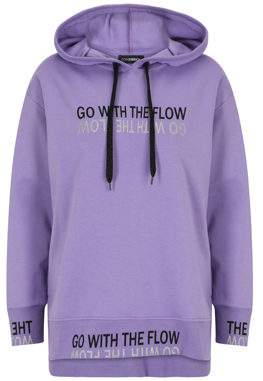 Doris Streich Sweatshirt mit Hoody Lila Grafik-Motiv 46 48 50 52 54 56