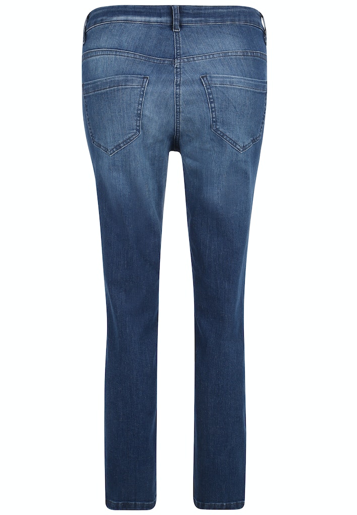 Doris Streich 5-Pocket Jeans Hose Blau mit Strass-Steinchen seitlich 48 50 52 54 56