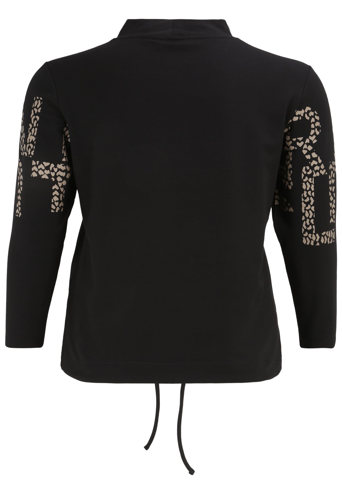 Doris Streich Sweatshirt mit Leo-Wording-Print und Glitzer-Details Langarm Schwarz Braun 46 48 50 52 54 56