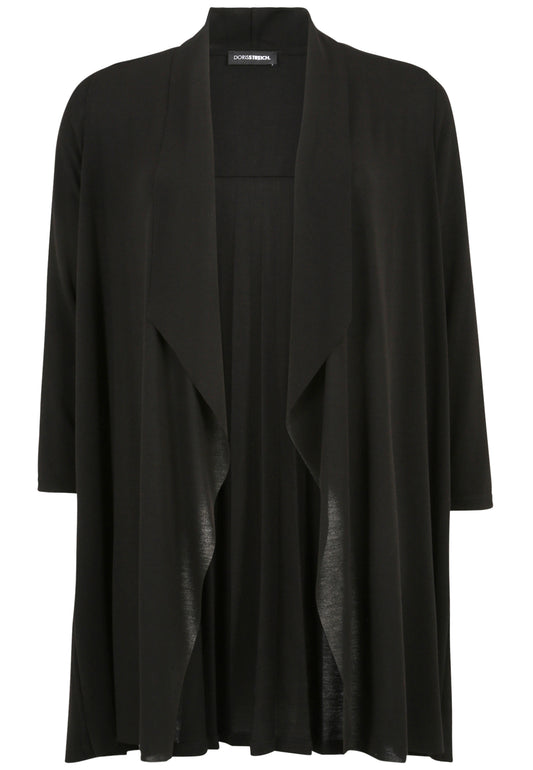 Doris Streich Long-Jacke aus Jersey mit Plissee Schwarz 44 46 48 50 52 54 56