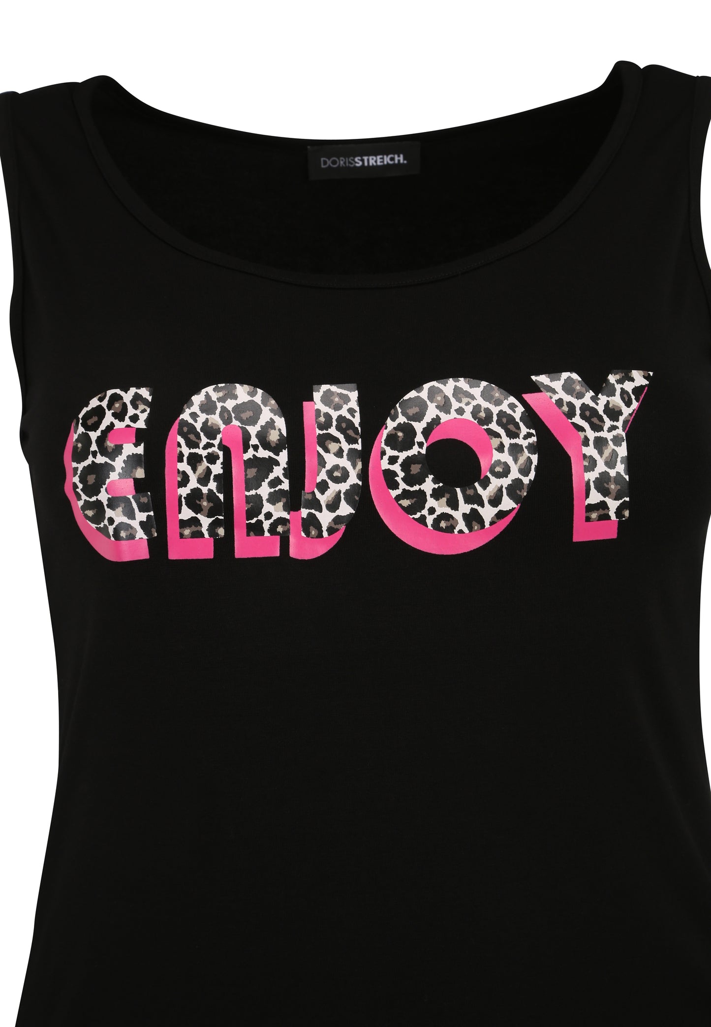 Doris Streich Top aus Jersey mit Statement Print Schwarz 46