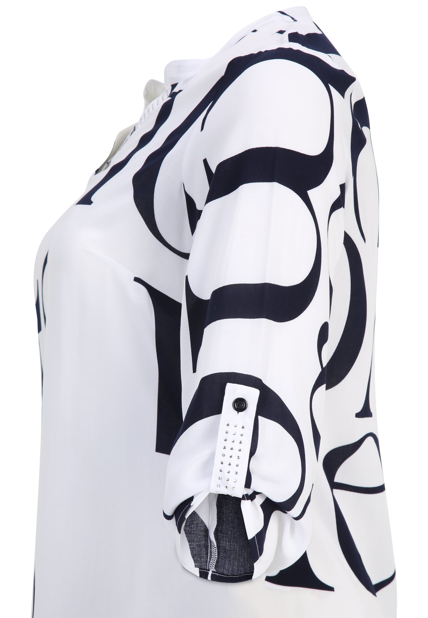 Doris Streich Schlupfbluse Schrift-Print Schwarz Weiß große Größen – Nickis XXL Fashion – Ansicht 3