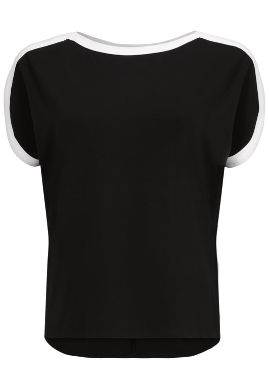Doris Streich Long-Shirt mit kurzarm und Kontrastblenden 44 46 48 50 52 54 56