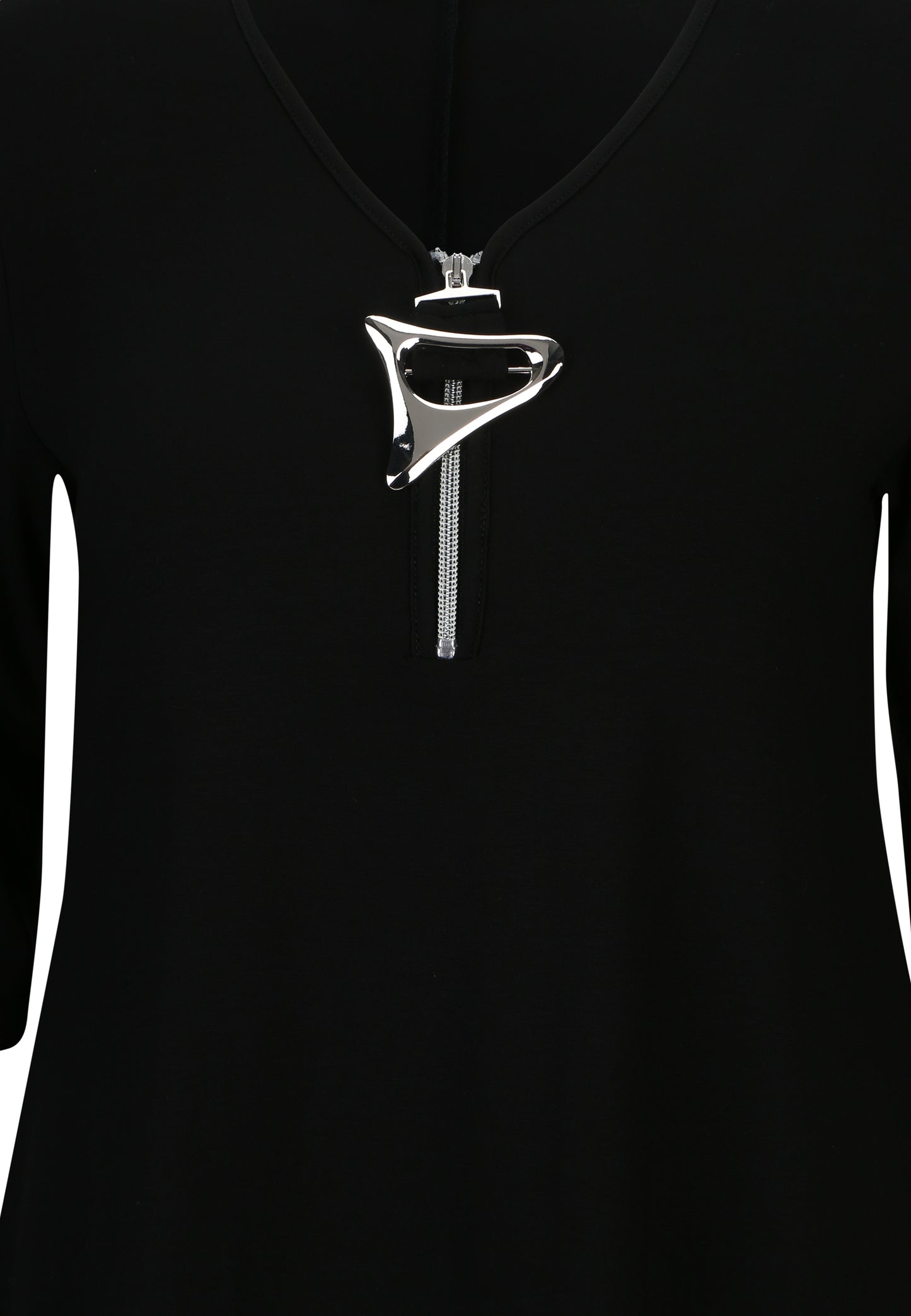 Doris Streich Long-Shirt mit Reißverschluss und 3/4-Arm Schwarz 44 46 48 50 52 54 56