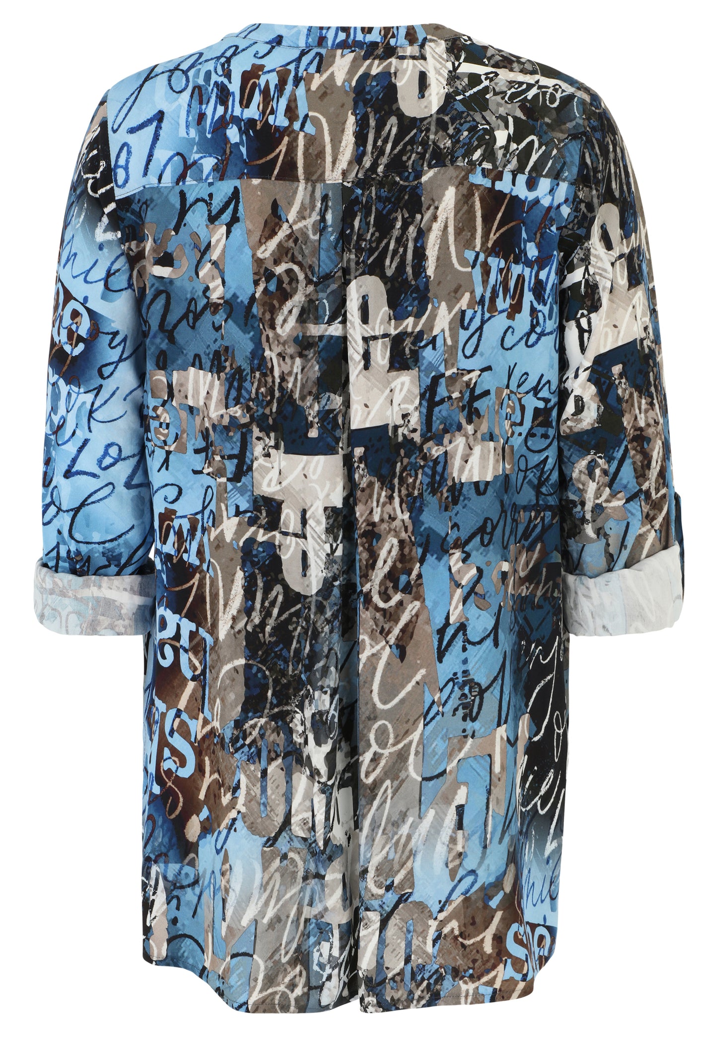 Doris Streich Bluse mit Motivdruck hellblau weiß schwarz bunt Straß 46 48 50 52 54 56