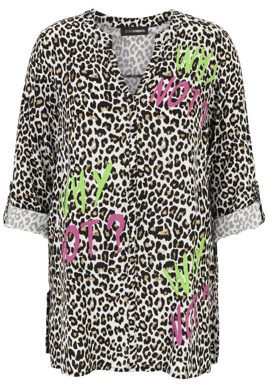 Doris Streich Schlupfbluse A-Form Leoparden-Print bemustert GR. 44 46 52 54 56