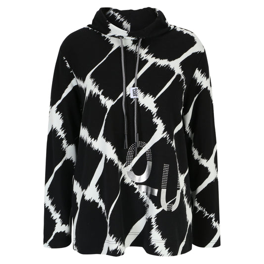 Doris Streich Sweatshirt Hoodystil schwarz weiß 44 46 48 50 52 54 56