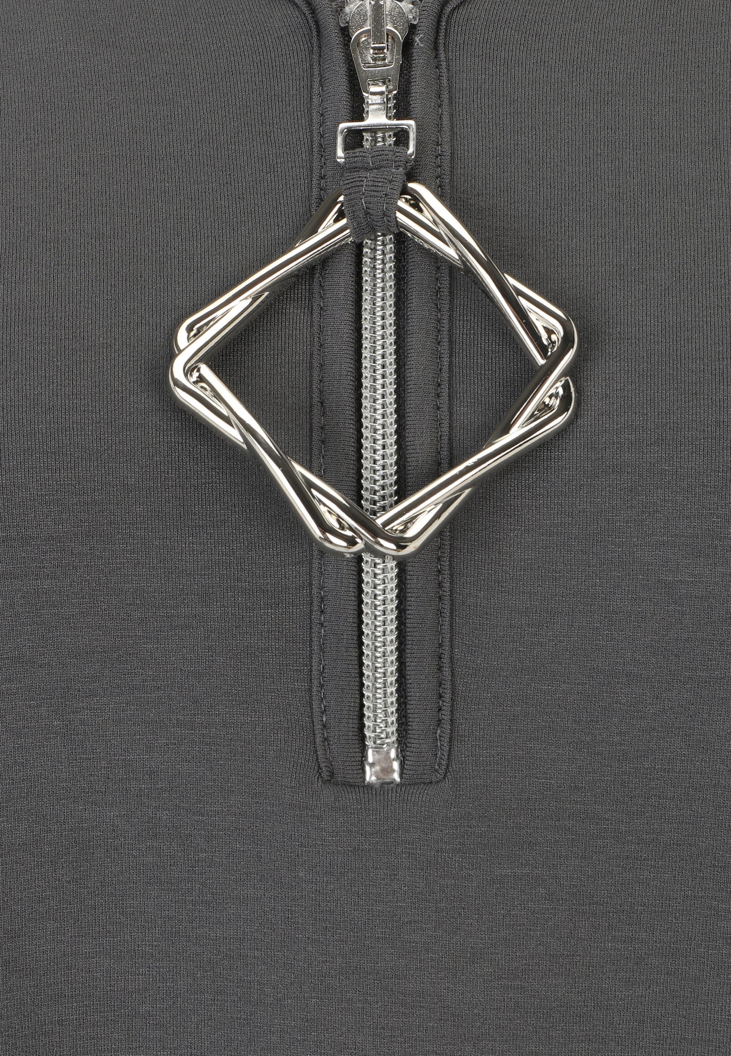 Doris Streich Long-Shirt Grau mit dekorativem Reißverschluss 44 - 56