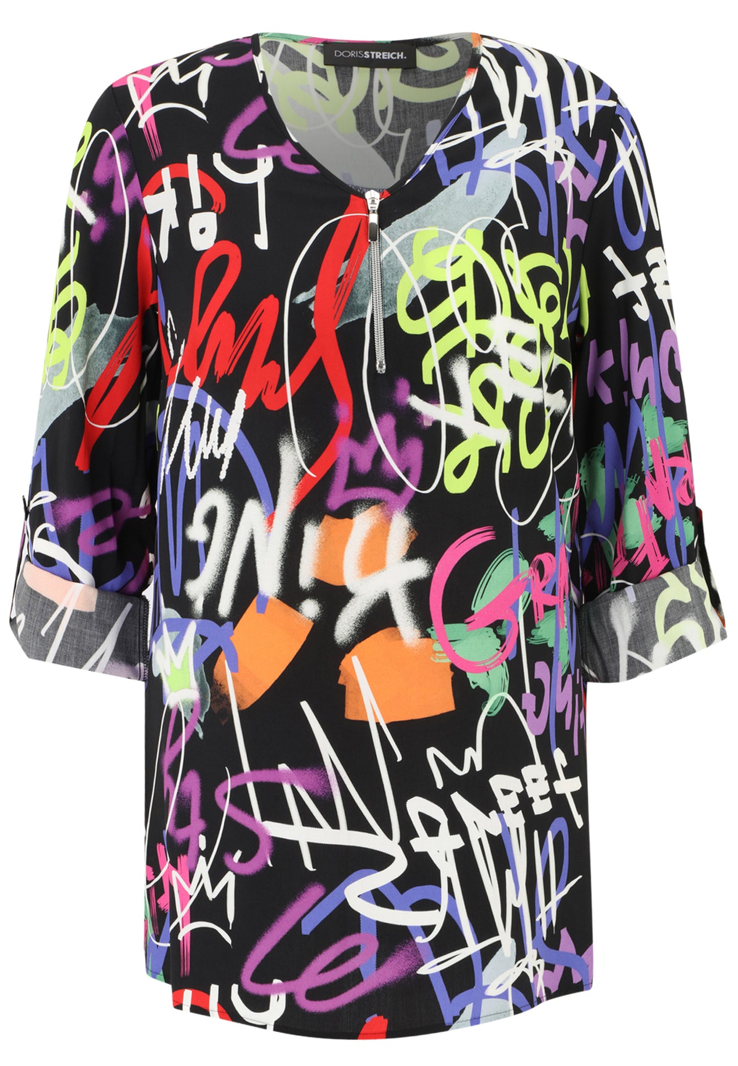 Doris Streich Bluse Graffitti Muster bunt 44 46 48 50 52 54 56